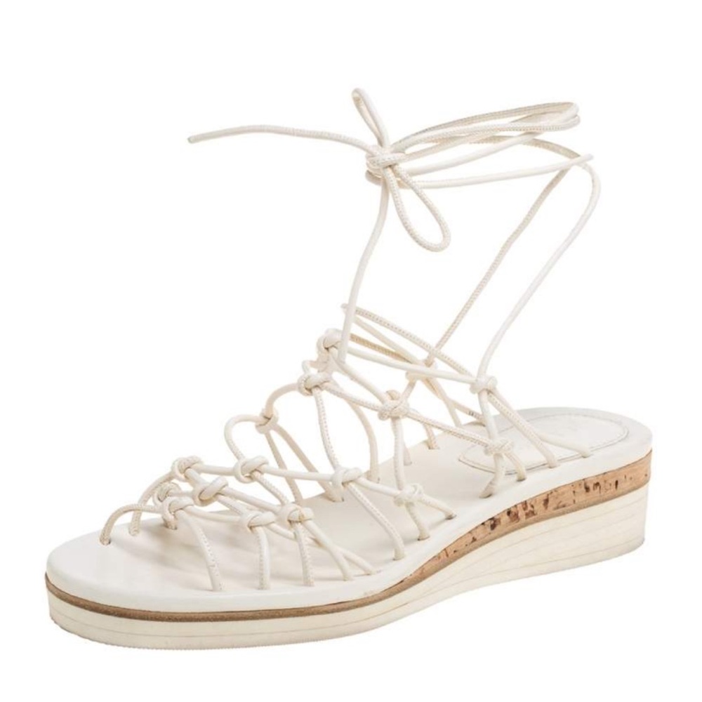 Chloe Off-White Jamie Strappy Knot Lace-Up Sandals